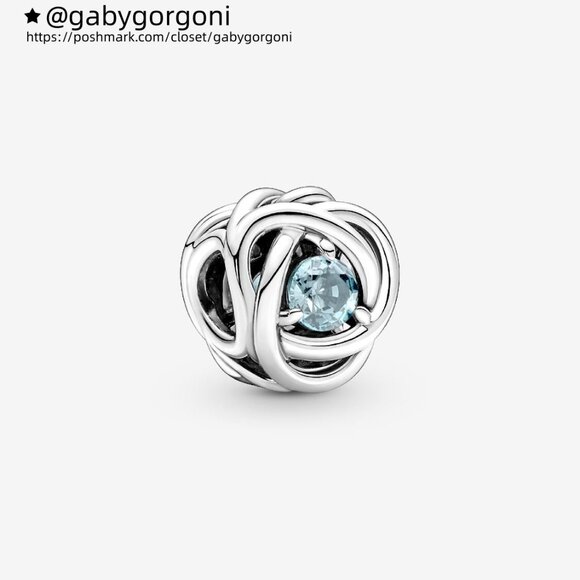 Pandora March Sea Aqua Blue Eternity Circle Charm - Picture 1 of 5